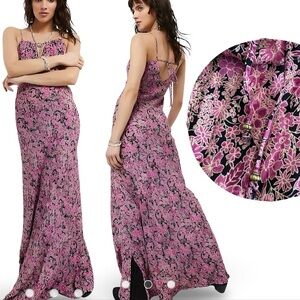 🌸 Free People Bon Voyage Floral Maxi Dress | Black Combo | Size M